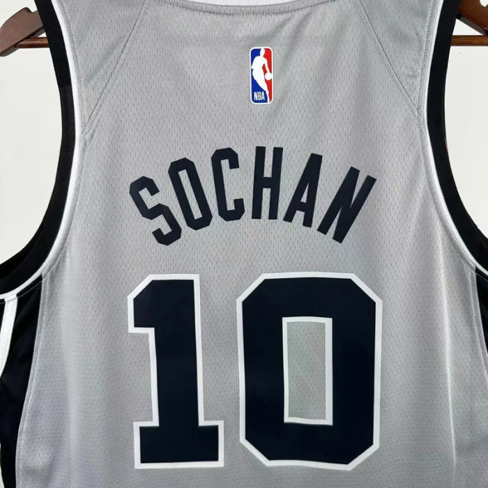 25-26 SA Spurs SOCHAN #10 Grey Top Quality Hot Pressing NBA Jersey