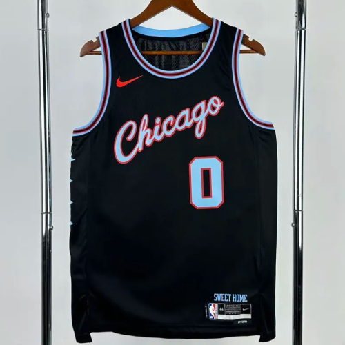 25-26 BULLS WHITE #0 Black City Edition Top Quality Hot Pressing NBA Jersey