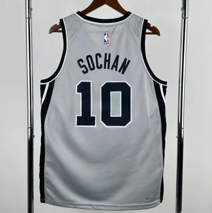 25-26 SA Spurs SOCHAN #10 Grey Top Quality Hot Pressing NBA Jersey