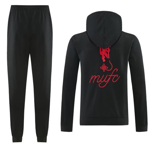 26-27 Man Utd Black Hoodie Tracksuit (卫衣套装)