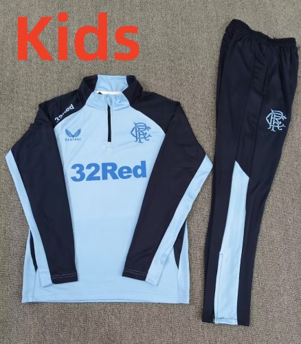 25-26 Rangers High Quality Kids Half Pull Tracksuit