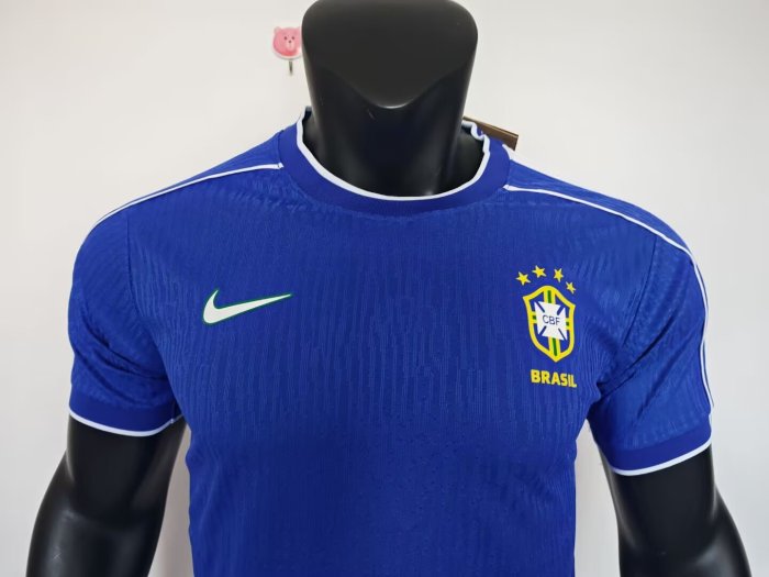 1998 Brazil Blue Player Version Retro Soccer Jersey