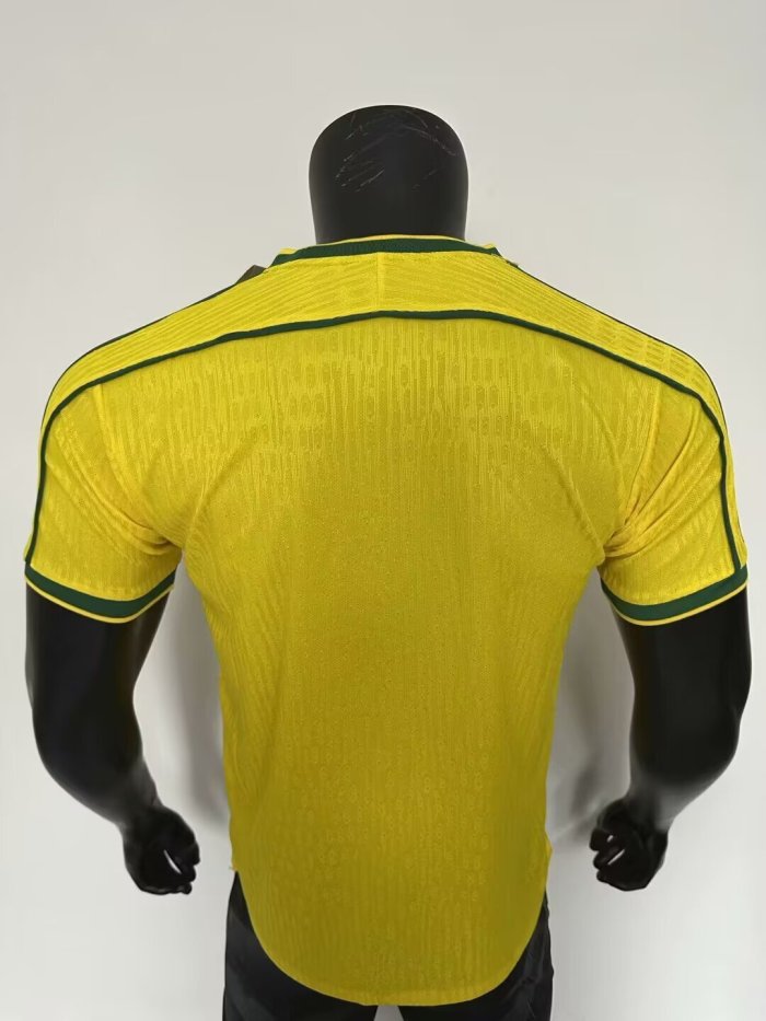 1998 Brazil Yellow Player Version Retro Soccer Jersey