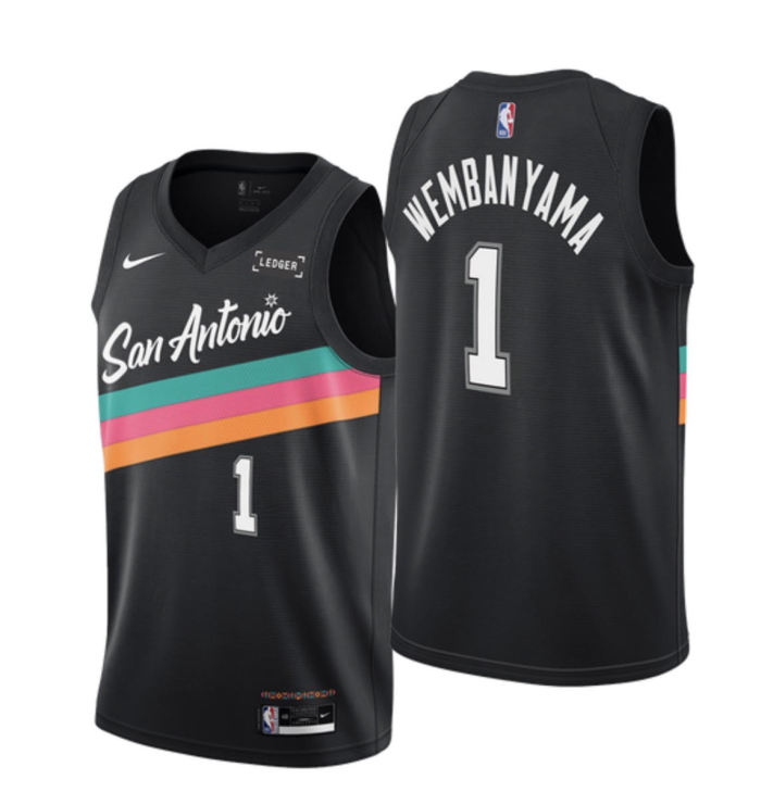 25-26 SA Spurs SOCHAN #1 Black City Edition Top Quality Hot Pressing NBA Jersey (V领）