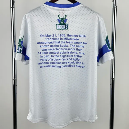 2026 BUCKS White Retro High Quality Casual T-Shirt #MN