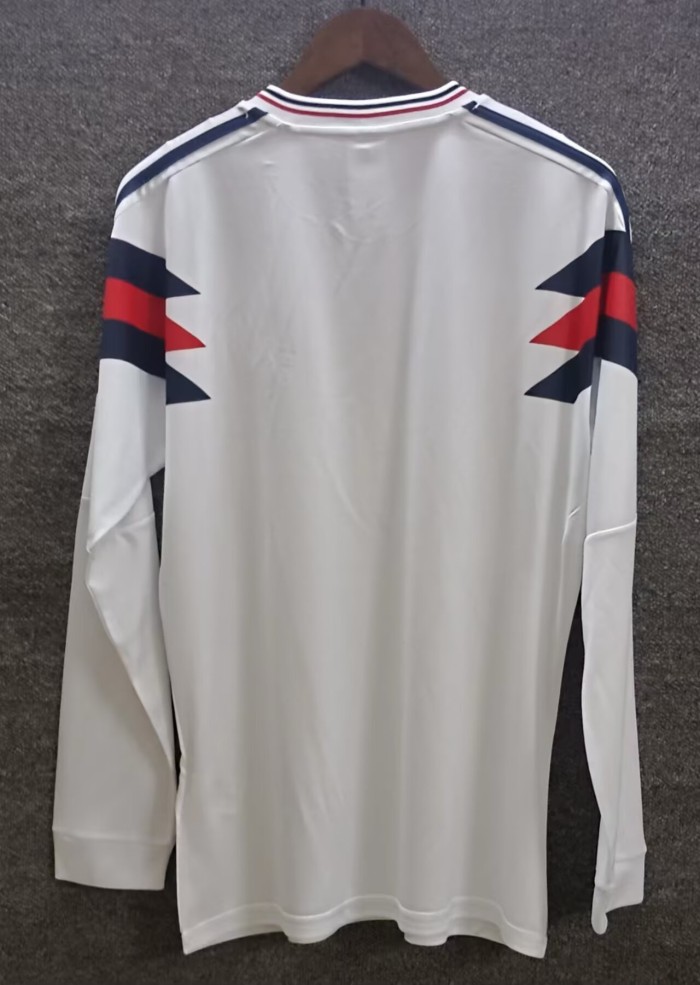 1990 England Home Retro Long Sleeve Soccer Jersey