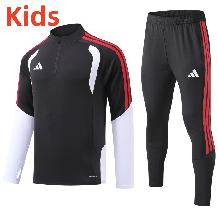2026 AD Black Kids Half Pull Tracksuit