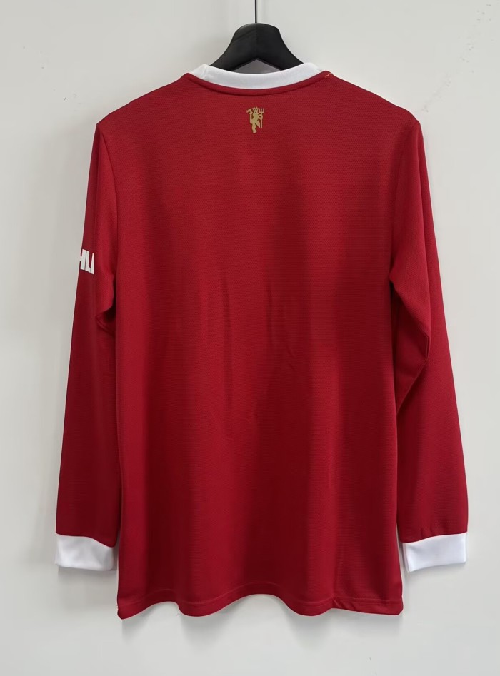 21-22 Man Utd Home Long Sleeve Fans Soccer Jersey (长袖)
