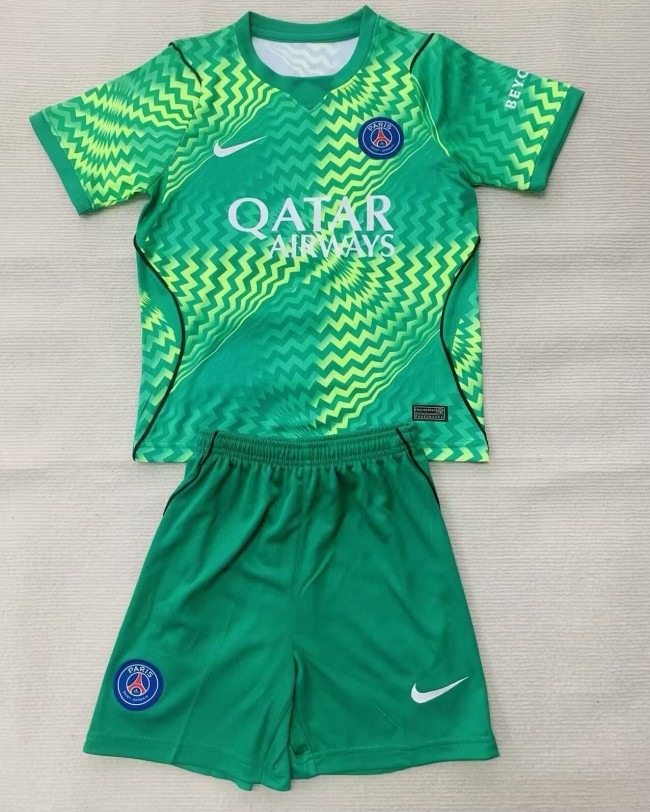 26-27 PSG Green GoalKeeper Kids Soccer Jersey
