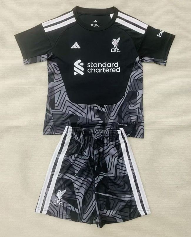 26-27 LIV Black Goalkeeper Kids Soccer Jersey