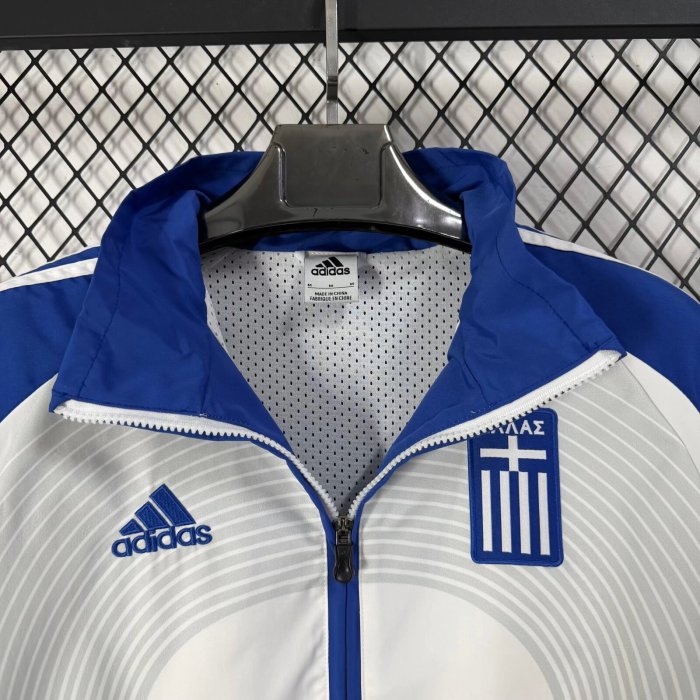 2026 Greece White Blue Retro Windbreaker