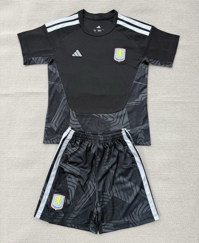 26-27 Aston Villa Black GoalKeeper Kids Soccer Jersey
