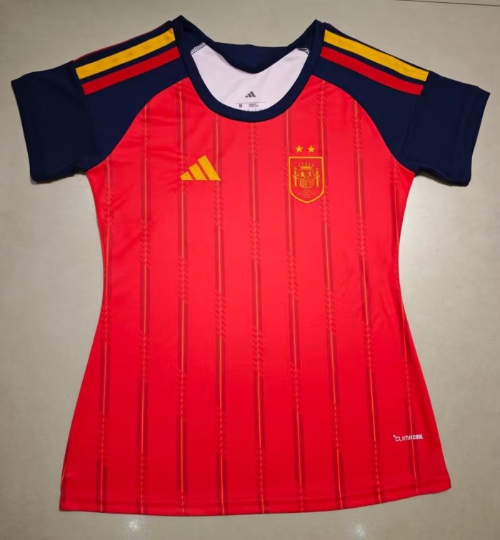 2026 World Cup Spain Home Women Fans Soccer Jersey (女) (With 2 Star)*两颗星