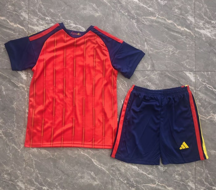 2026 World Cup Spain Home Kids Soccer Jersey (With 2 Star)*两颗星