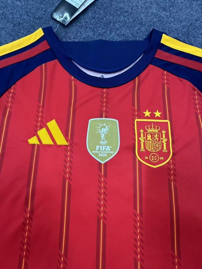 2026 World Cup Spain Home Print CAMPEONES #26 Fans Soccer Jersey (With 2 Star)*两颗星