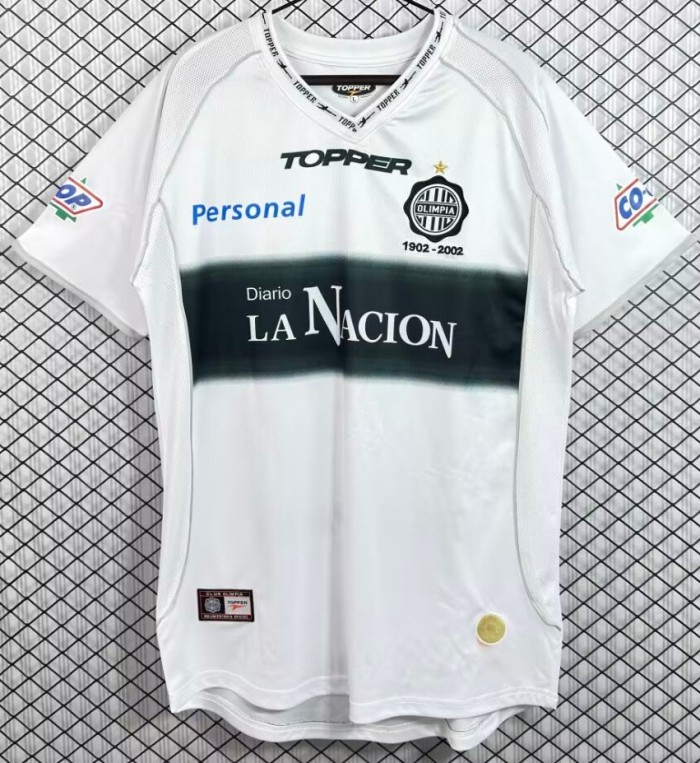 2002 Club Olimpia Away 100th Anniversary Edition Retro Soccer Jersey