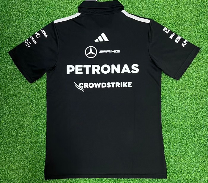 2026 Benz New Pattern Heat Transfer Printing Short Sleeve Racing Suit*有领