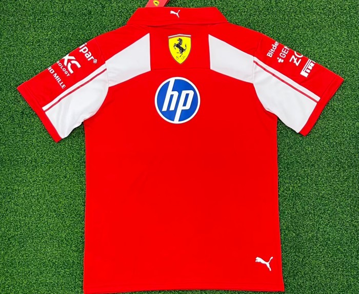 2026 Ferrari New Pattern Heat Transfer Printing Short Sleeve Racing Suit*有领