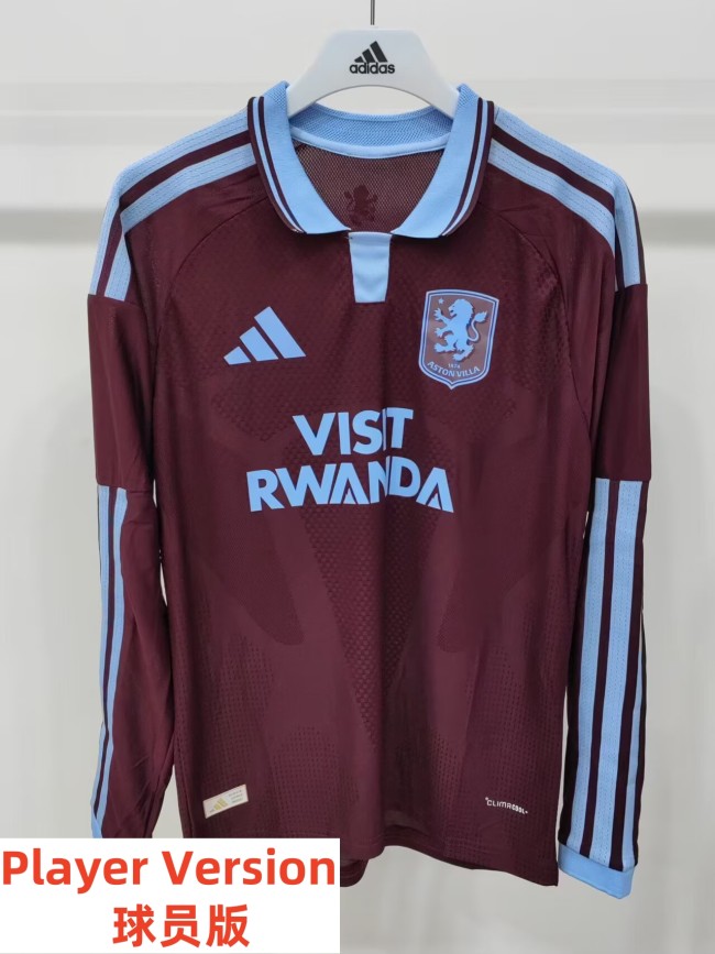 26-27 Aston Villa Home Long Sleeve Player Version Soccer Jersey*长袖球员