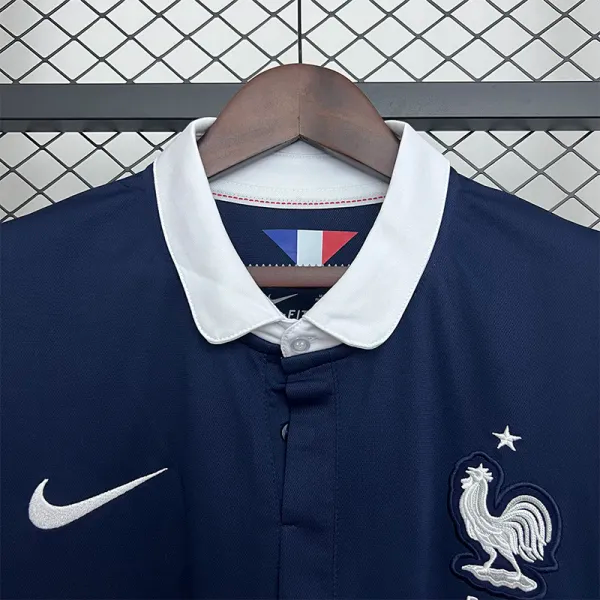 2014 France Home Long Sleeve Retro Soccer Jersey