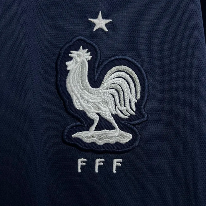 2014 France Home Long Sleeve Retro Soccer Jersey