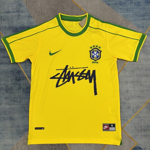 1998 Brazil Home Retro Soccer Jersey签名版