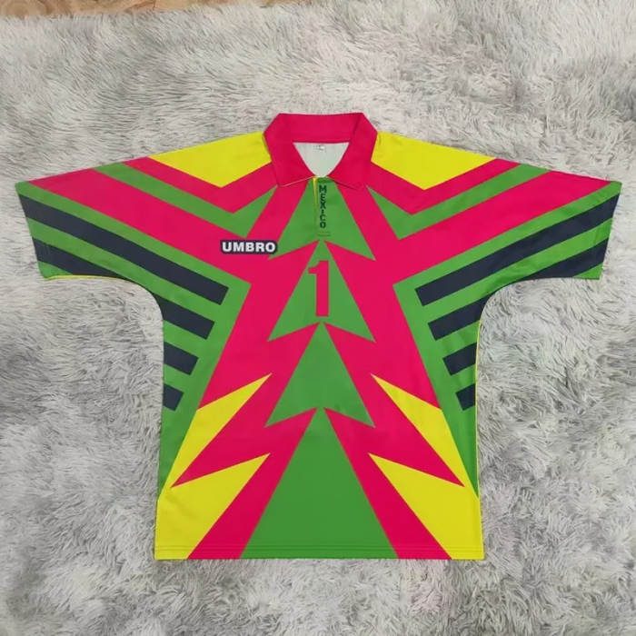 1994 Mexico Red Campos #1 GoalKeeper Retro Soccer Jersey
