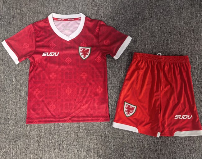 27-28 Wales Home Kids Soccer Jersey