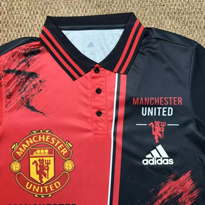 26-27 Man Utd Red Black Polo Short Sleeve