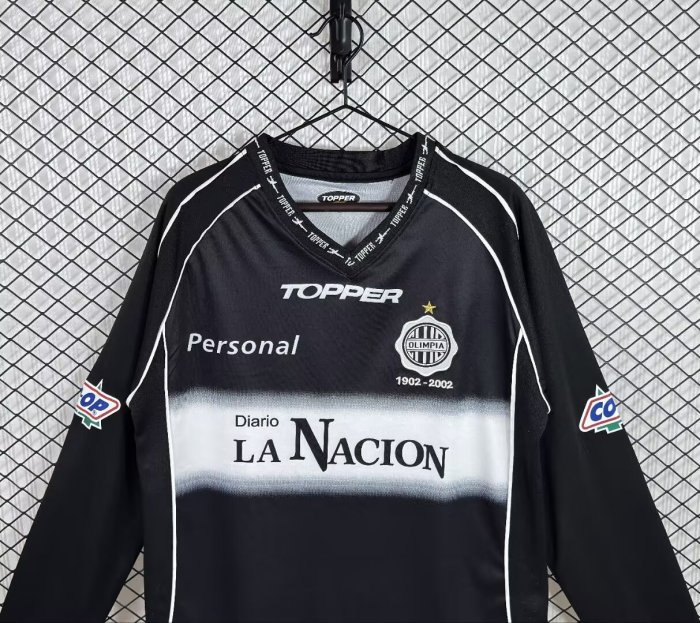 2002 Club Olimpia Away Long Sleeve Retro Soccer Jersey