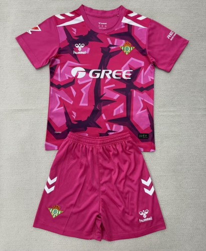 26-27 Real Betis Pink Goalkeeper Kids Soccer Jersey