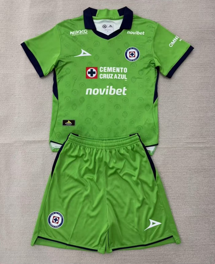 26-27 Cruz Azul Green Goalkeeper Kids Soccer Jersey