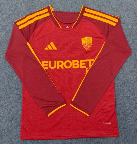 26-27 Roma Home Long Sleeve Fans Soccer Jersey (长袖)