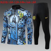 24-25 Brazil High Quality Kids Half Pull Tracksuit