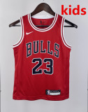 2023 BULLS JORDAN #23 Red Top Quality Hot Pressing Kids NBA Jersey