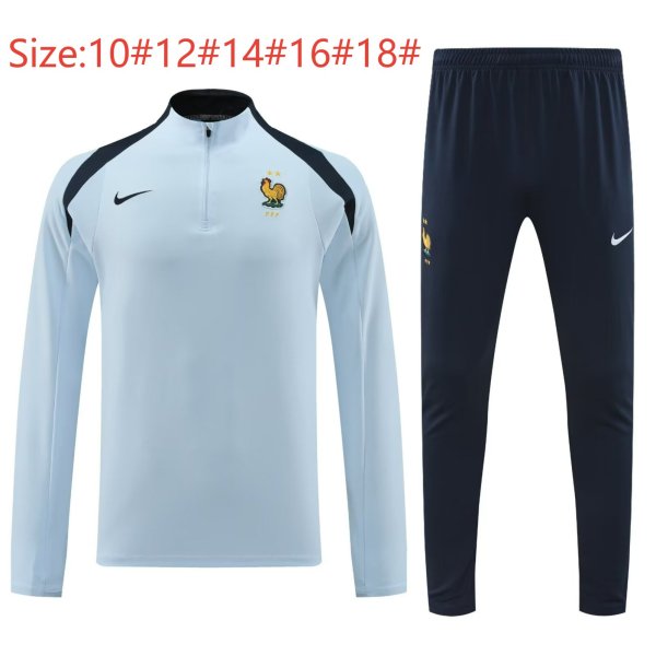 24-25 France High Quality Kids Half Pull Tracksuit