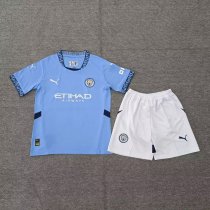 24-25 Man City Home Kids Soccer Jersey
