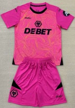 24-25 Wolves Pink GoalKeeper Kids Soccer Jersey