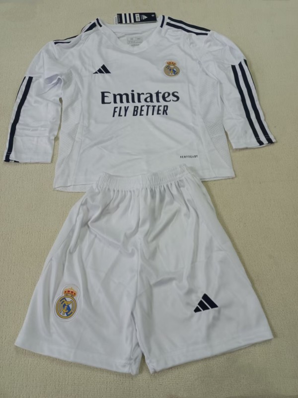 24-25 RMA Home Long sleeves Kids Soccer Jersey