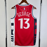 24-25 Clippers GEORGE #13 Red Top Quality Hot Pressing NBA Jersey (Trapeze Edition)