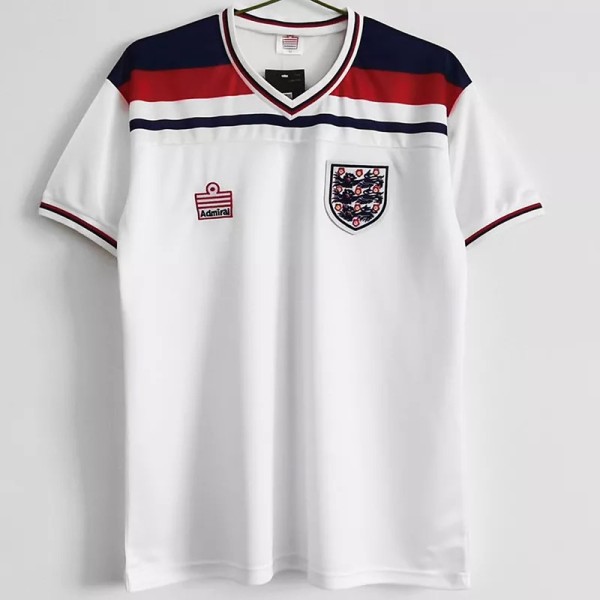 1982 England Home White Retro Soccer Jersey