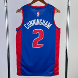 22-23 Pistons CUNNINGHAM #2 Blue Top Quality Hot Pressing NBA Jersey(V领)