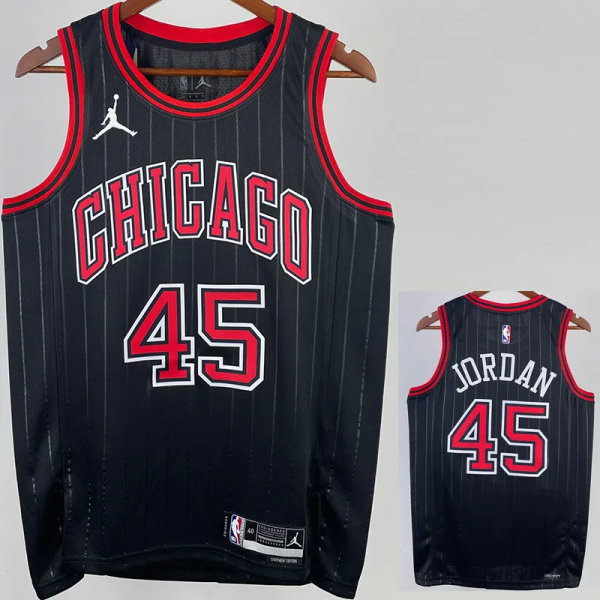 22-23 BULLS JORDAN #45 Black Top Quality Hot Pressing NBA Jersey (Trapeze Edition)