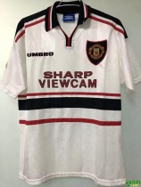 1999 Manchester United White Retro Soccer Jersey