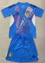 24-25 Leeds United Lake blue GoalKeeper Kids Soccer Jersey