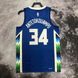 22-23 BUCKS ANTETOKOUNMPO #34 Blue City Edition Top Quality Hot Pressing NBA Jersey