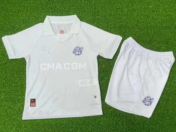 24-25 Marseille White 125th Anniversary Kids Player Version Soccer Jersey