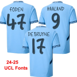 24-25 Man City Home Long sleeves Kids Soccer Jersey