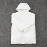 24-25 Man City White Hooded Windbreaker Fabric Cotton Coat (绿彪标)