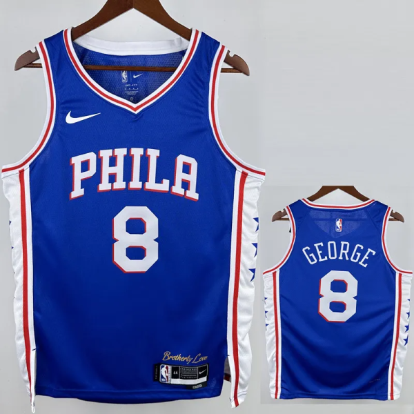 24-25 76ERS GEORGE #8 Blue Top Quality Hot Pressing NBA Jersey